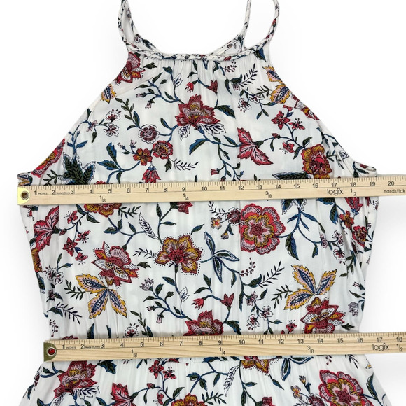 Old Navy Floral Waist Defined Braided Strap Maxi Dress Women's Large Tall White - Picture 11 of 12